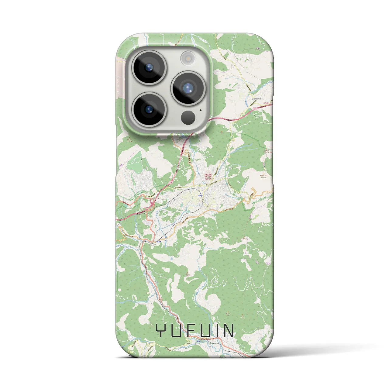 【湯布院】地図柄iPhoneケース（バックカバータイプ・ナチュラル）iPhone 15 Pro 用
