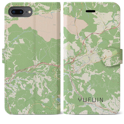 【湯布院（大分県）】地図柄iPhoneケース（手帳タイプ）ナチュラル・iPhone 8Plus /7Plus / 6sPlus / 6Plus 用