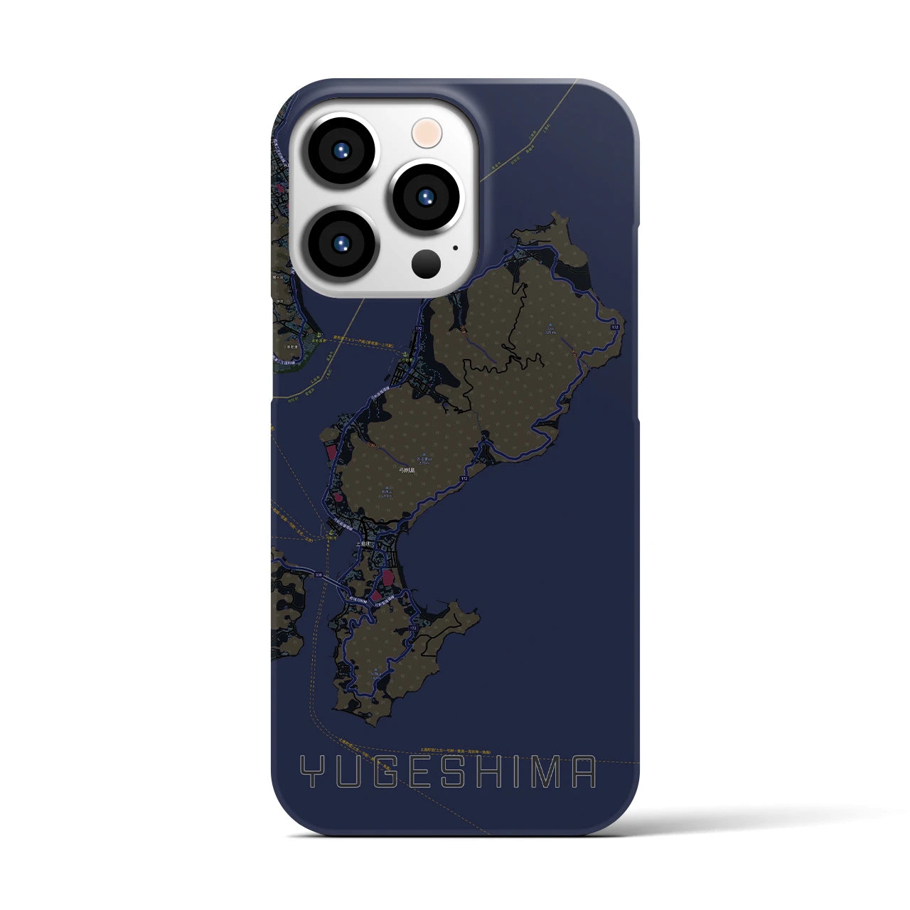 【弓削島】地図柄iPhoneケース（バックカバータイプ・ブラック）iPhone 13 Pro 用