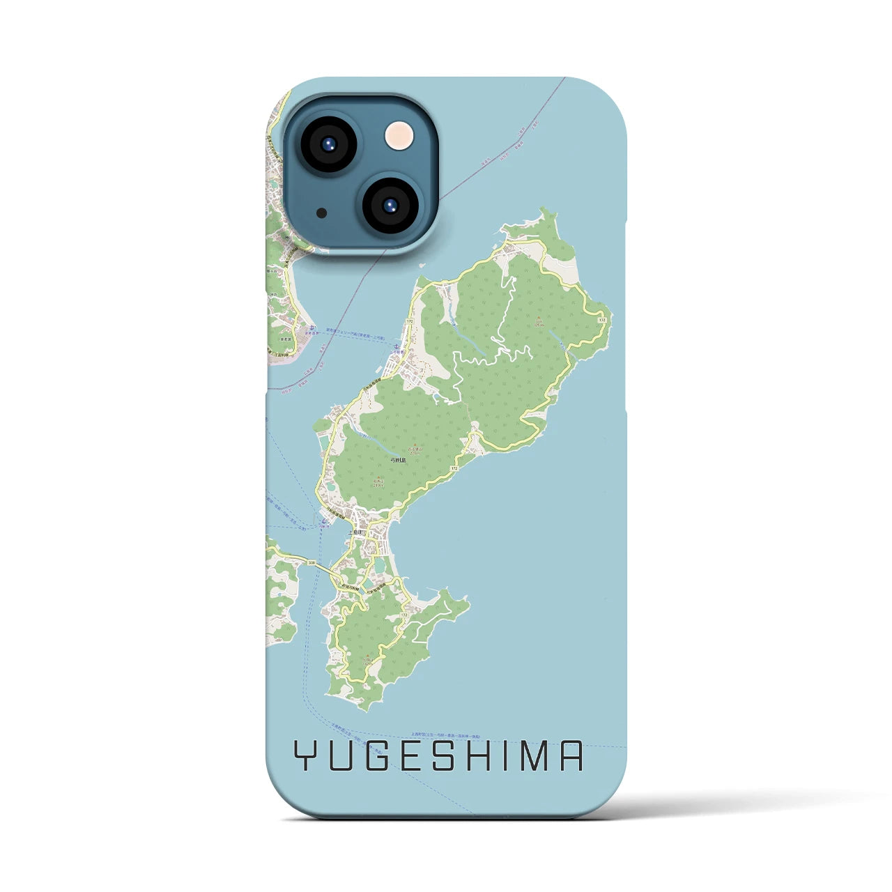 【弓削島】地図柄iPhoneケース（バックカバータイプ・ナチュラル）iPhone 13 用