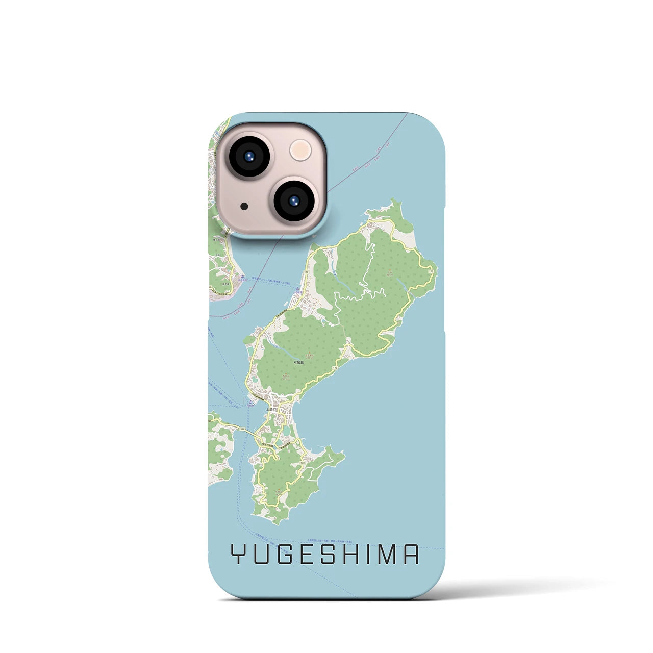 【弓削島】地図柄iPhoneケース（バックカバータイプ・ナチュラル）iPhone 13 mini 用