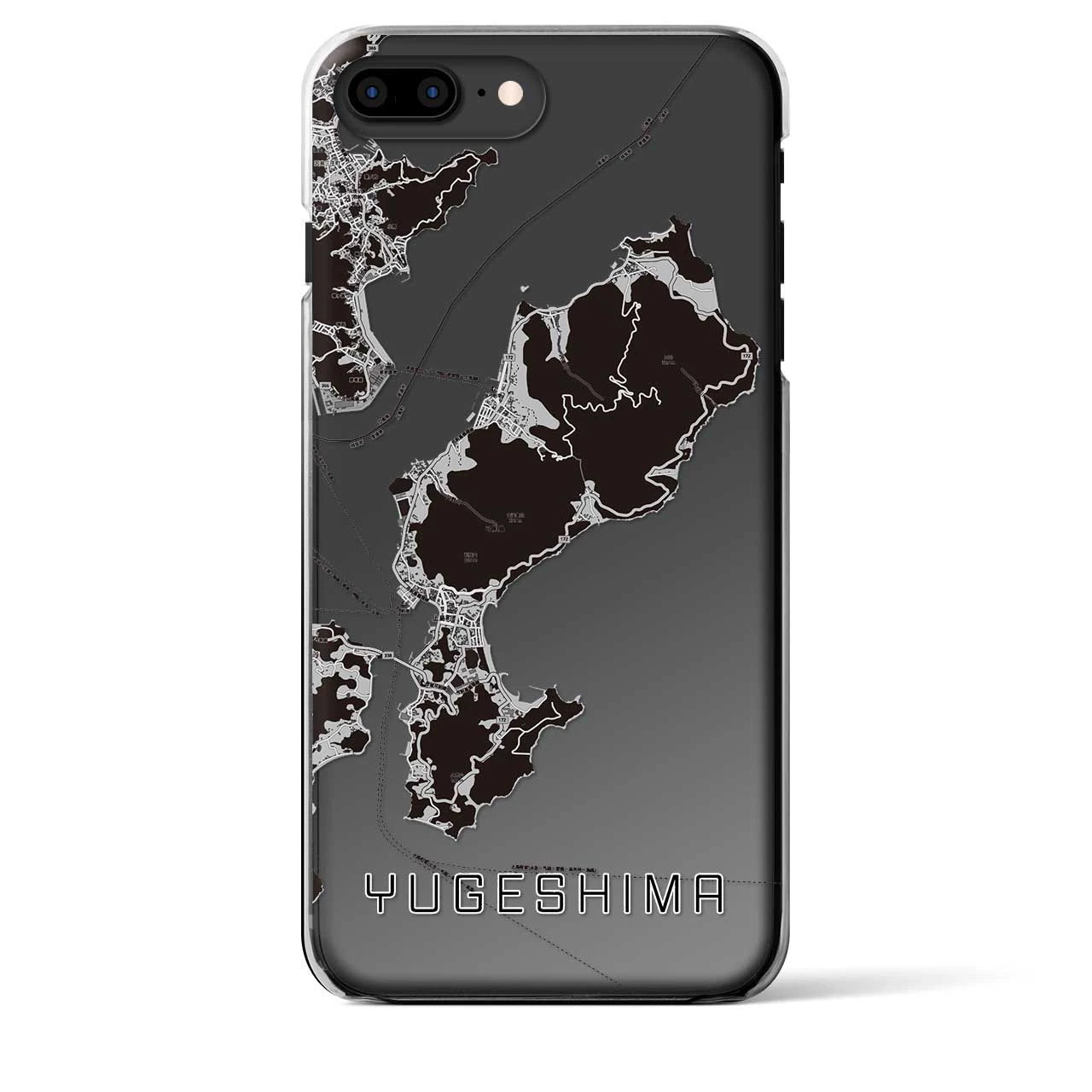 【弓削島】地図柄iPhoneケース（クリアタイプ・モノトーン）iPhone 8Plus /7Plus / 6sPlus / 6Plus 用