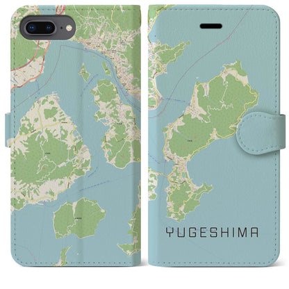 【弓削島（愛媛県）】地図柄iPhoneケース（手帳タイプ）ナチュラル・iPhone 8Plus /7Plus / 6sPlus / 6Plus 用