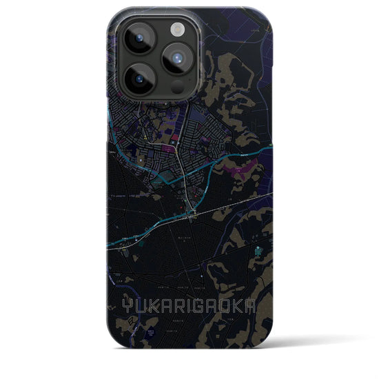 【ユーカリが丘】地図柄iPhoneケース（バックカバータイプ・ブラック）iPhone 15 Pro Max 用