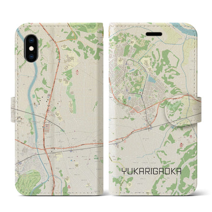 【ユーカリが丘（千葉県）】地図柄iPhoneケース（手帳タイプ）ナチュラル・iPhone XS / X 用