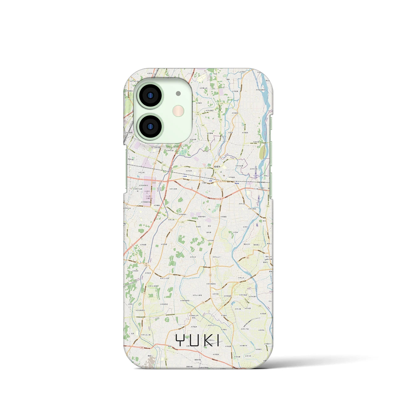 【結城】地図柄iPhoneケース（バックカバータイプ・ナチュラル）iPhone 12 mini 用