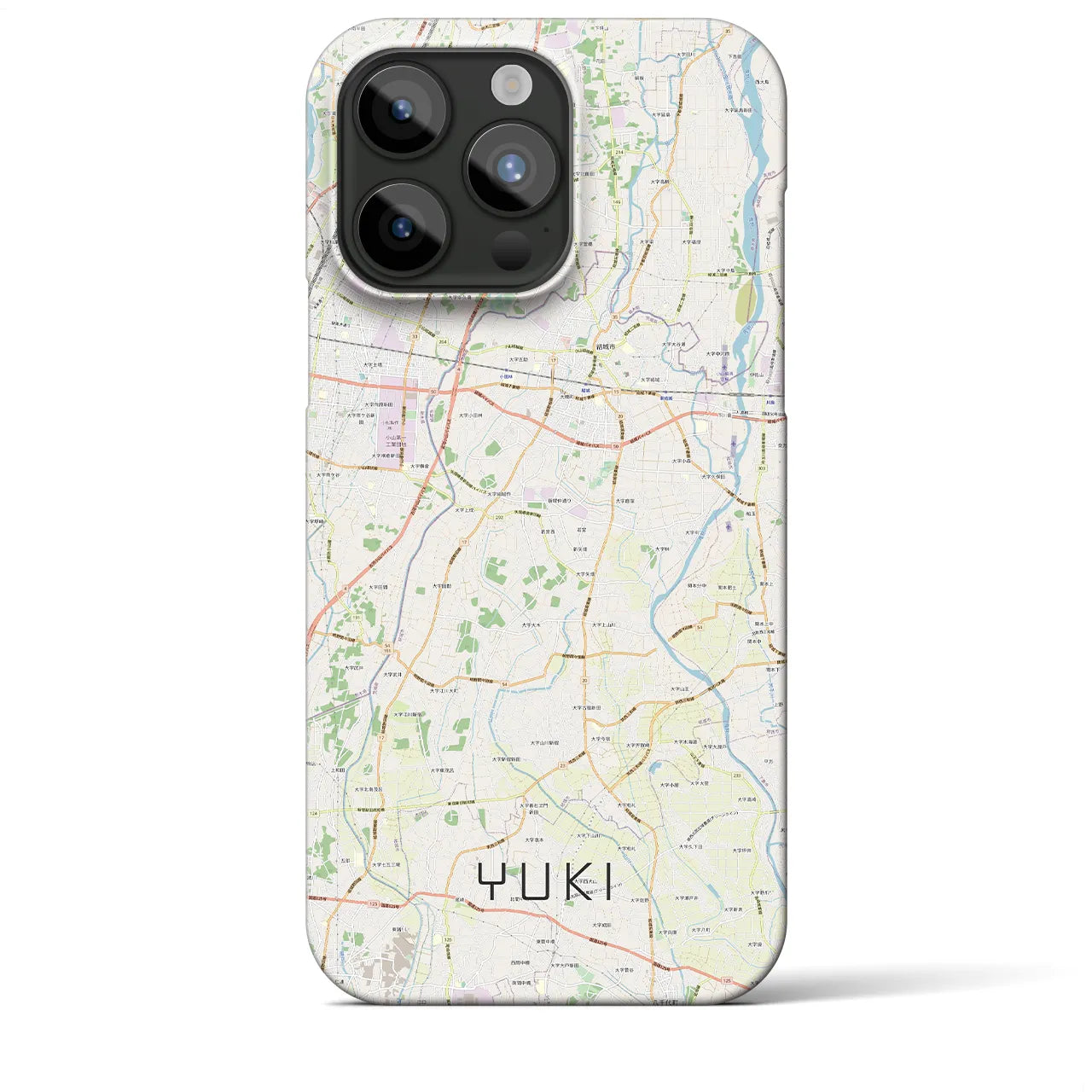 【結城】地図柄iPhoneケース（バックカバータイプ・ナチュラル）iPhone 15 Pro Max 用