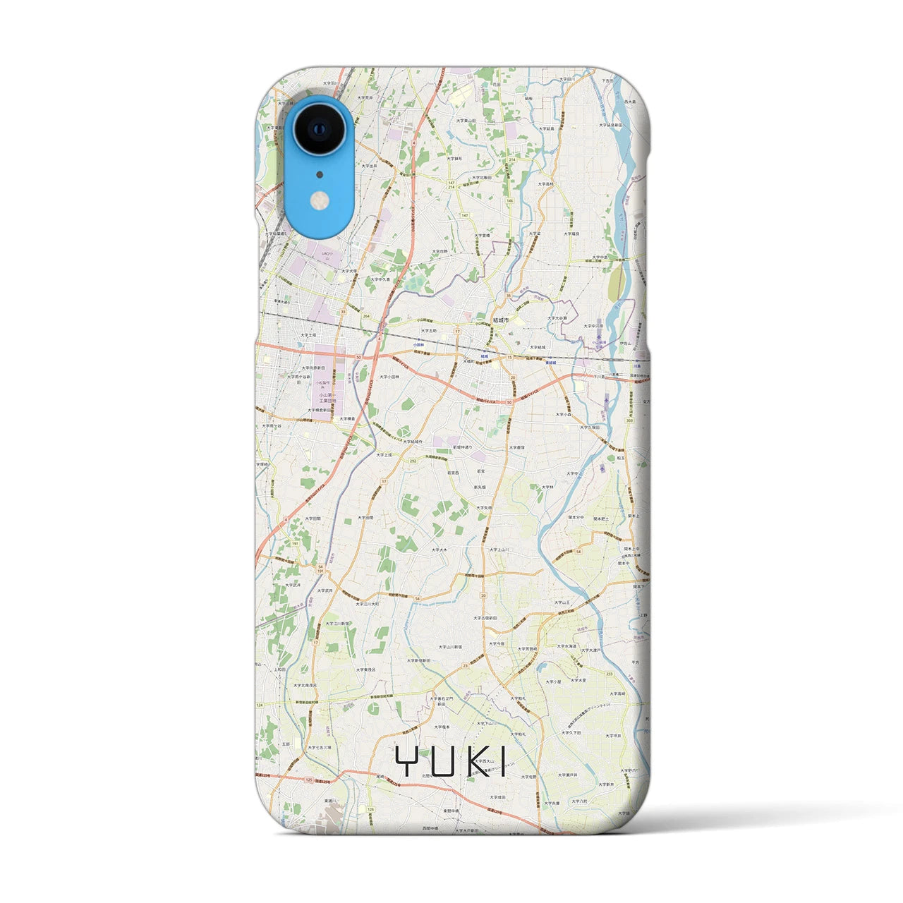 【結城】地図柄iPhoneケース（バックカバータイプ・ナチュラル）iPhone XR 用