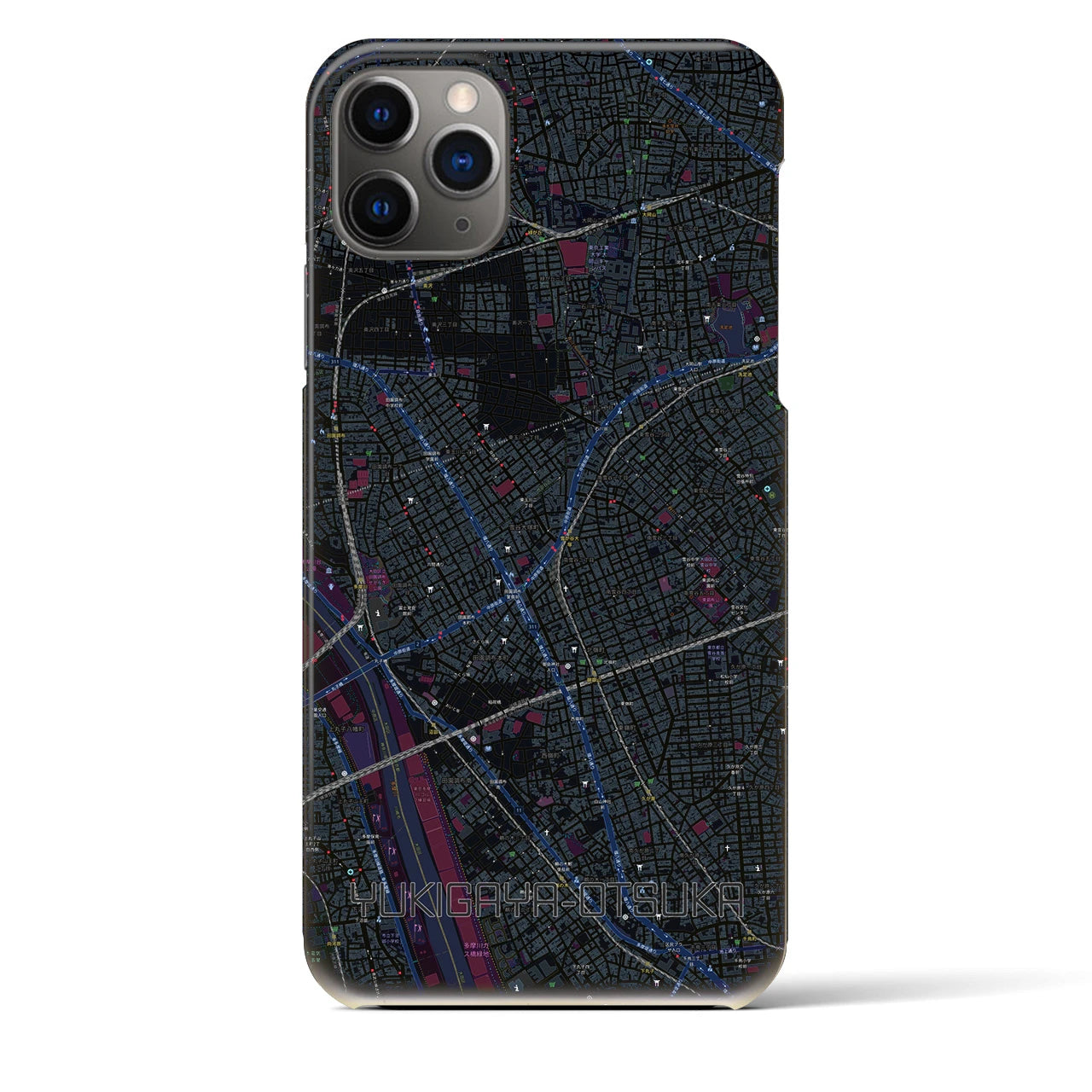 【雪が谷大塚】地図柄iPhoneケース（バックカバータイプ・ブラック）iPhone 11 Pro Max 用