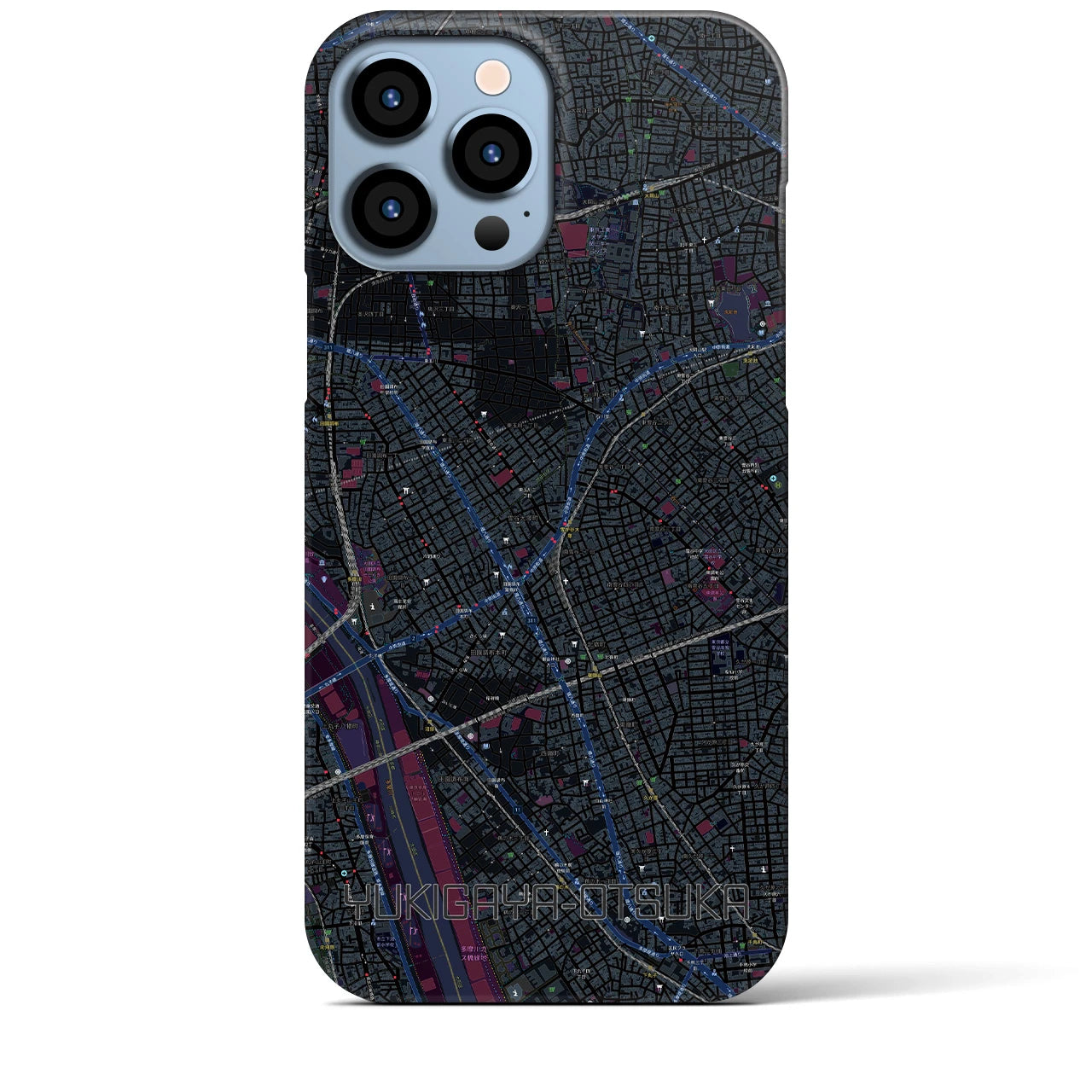【雪が谷大塚】地図柄iPhoneケース（バックカバータイプ・ブラック）iPhone 13 Pro Max 用