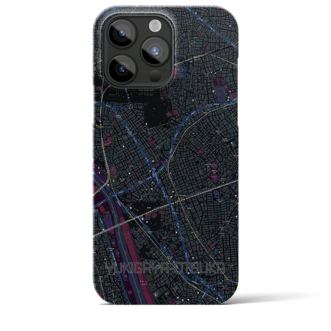 【雪が谷大塚】地図柄iPhoneケース（バックカバータイプ・ブラック）iPhone 15 Pro Max 用