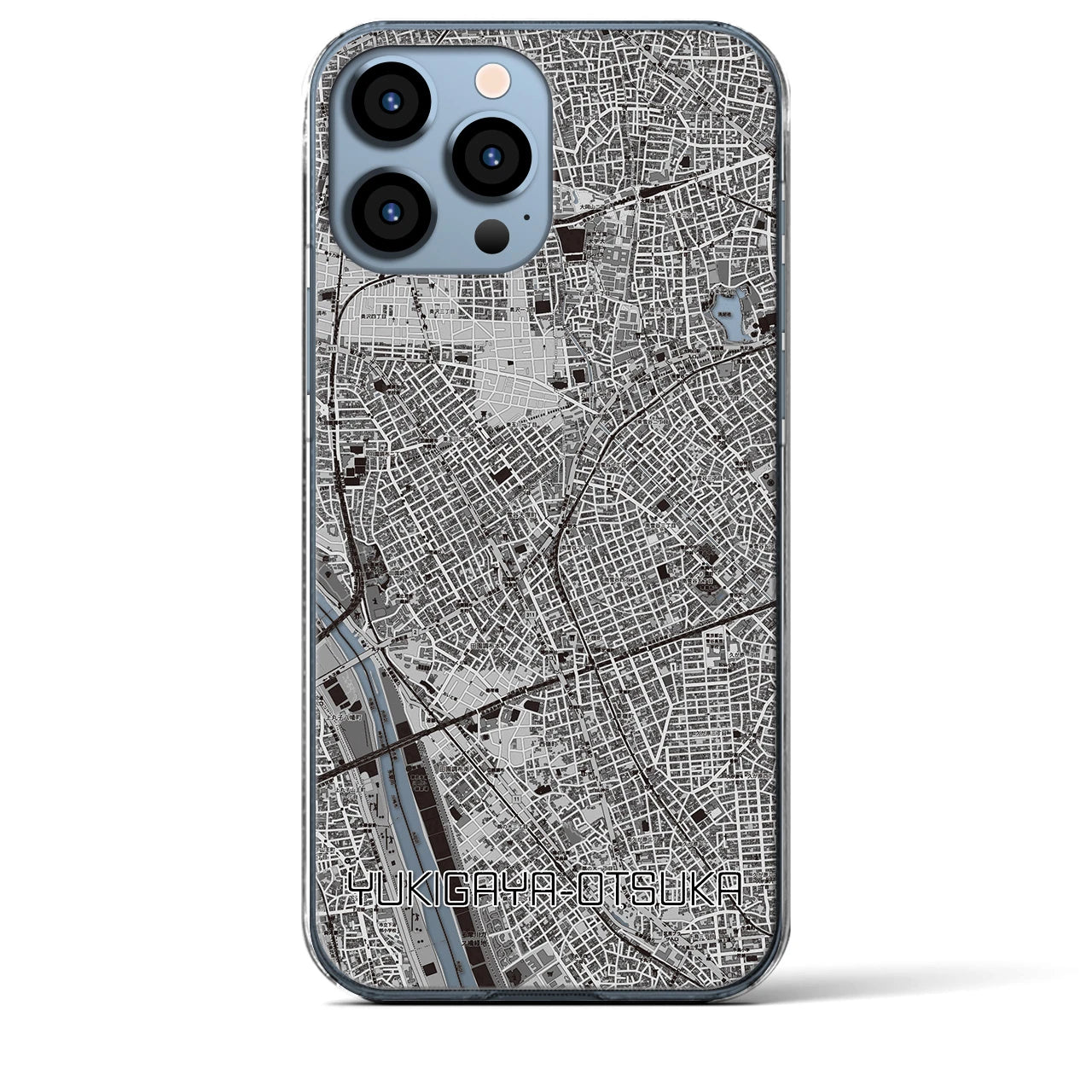 【雪が谷大塚】地図柄iPhoneケース（クリアタイプ・モノトーン）iPhone 13 Pro Max 用