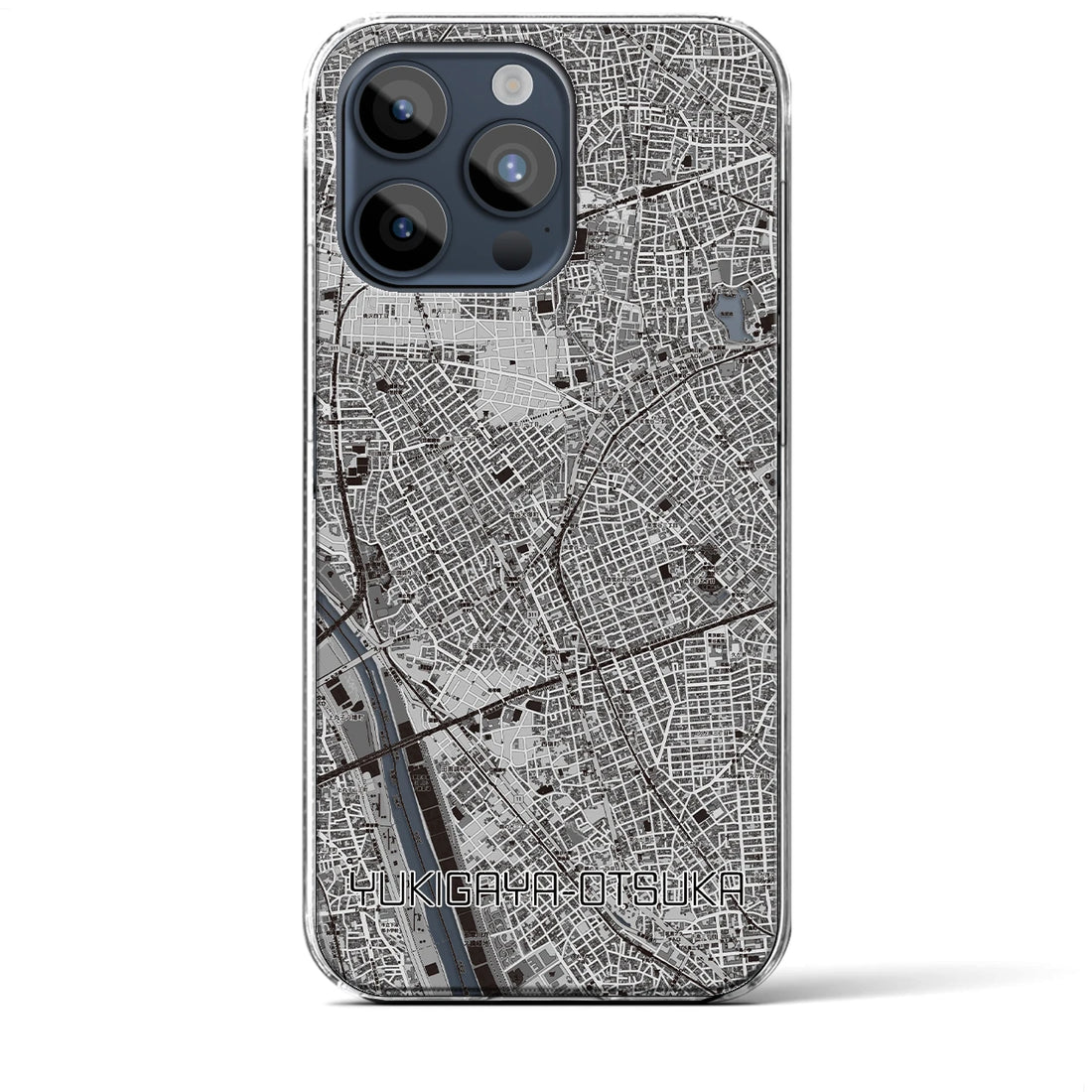 【雪が谷大塚】地図柄iPhoneケース（クリアタイプ・モノトーン）iPhone 15 Pro Max 用
