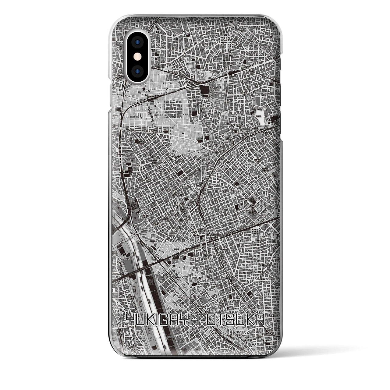 【雪が谷大塚】地図柄iPhoneケース（クリアタイプ・モノトーン）iPhone XS Max 用