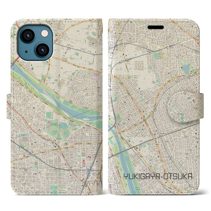 【雪が谷大塚（東京都）】地図柄iPhoneケース（手帳タイプ）ナチュラル・iPhone 13 用