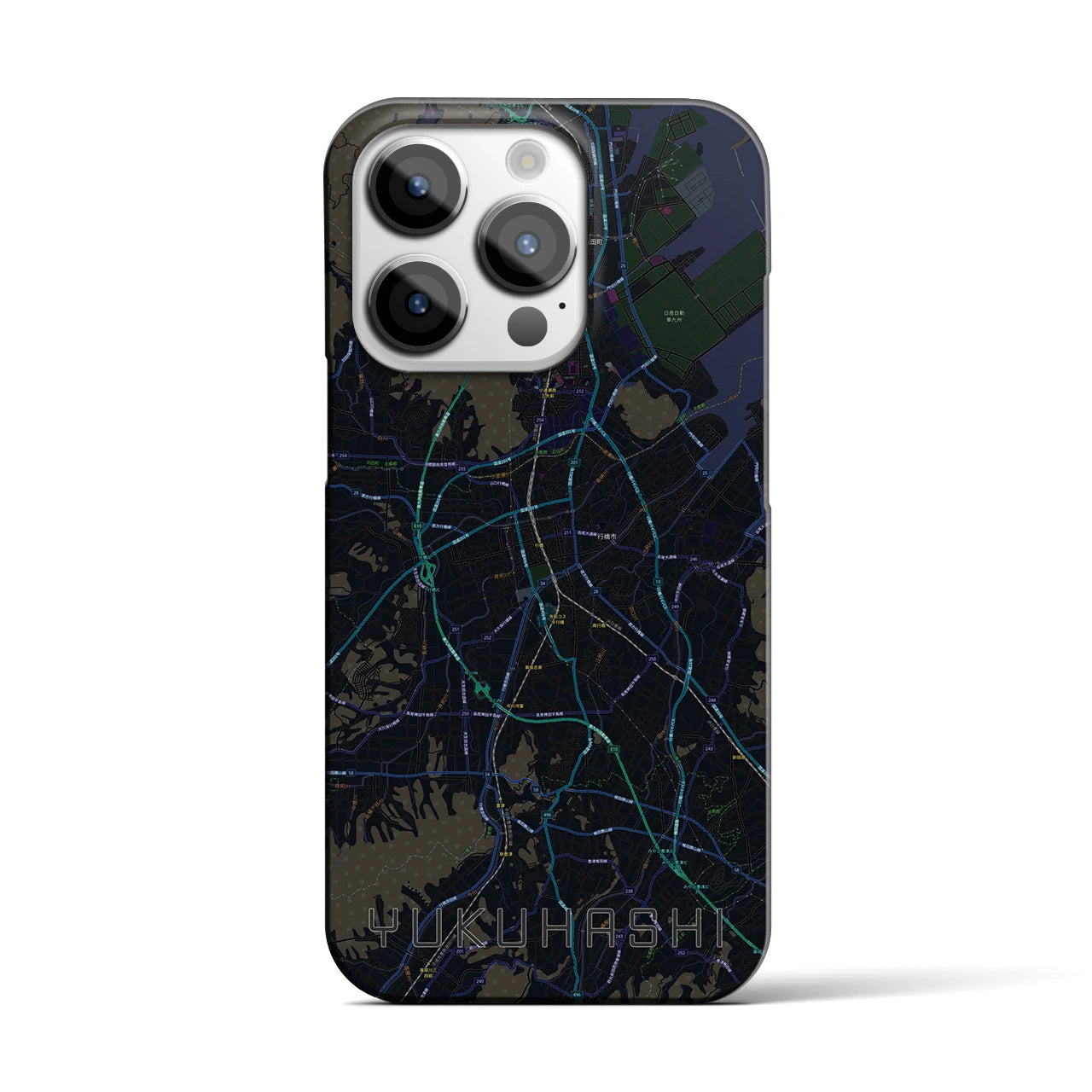 【行橋】地図柄iPhoneケース（バックカバータイプ・ブラック）iPhone 14 Pro 用