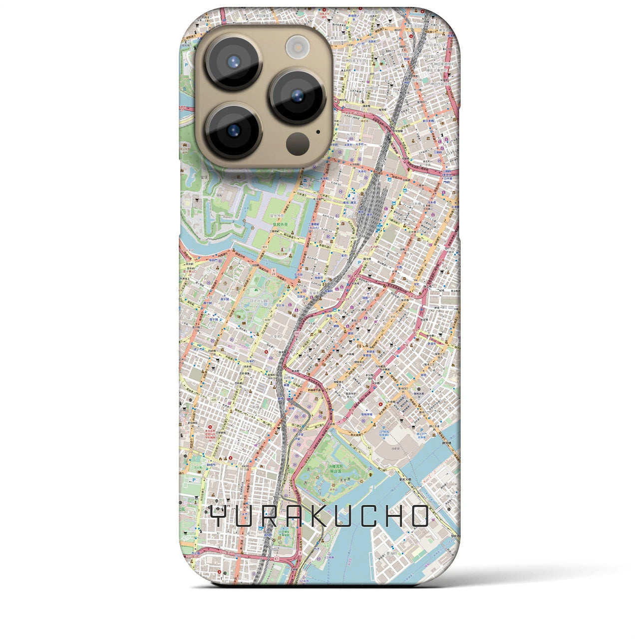 【有楽町】地図柄iPhoneケース（バックカバータイプ・ナチュラル）iPhone 14 Pro Max 用