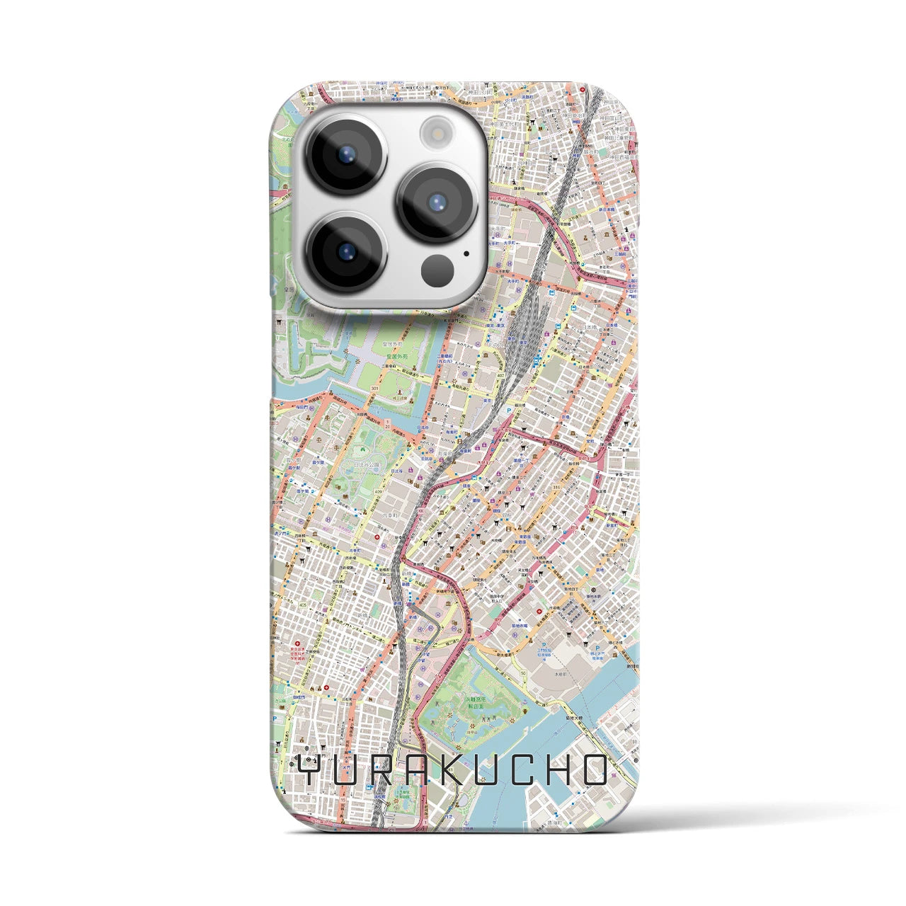 【有楽町】地図柄iPhoneケース（バックカバータイプ・ナチュラル）iPhone 14 Pro 用