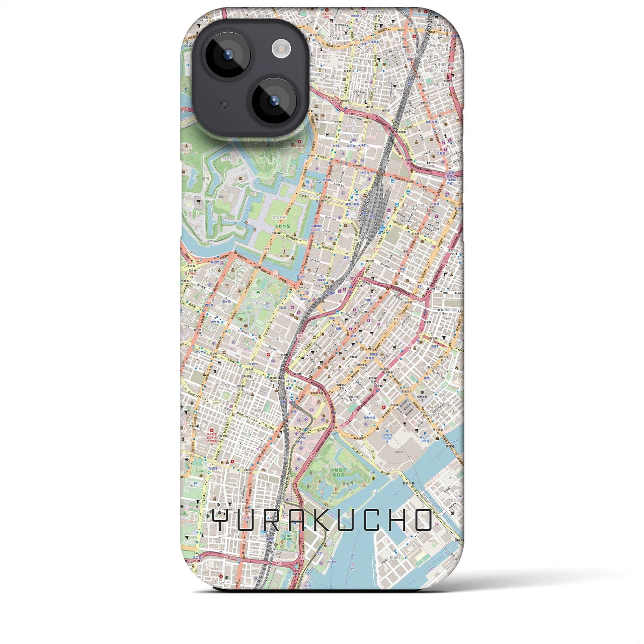 【有楽町】地図柄iPhoneケース（バックカバータイプ・ナチュラル）iPhone 14 Plus 用