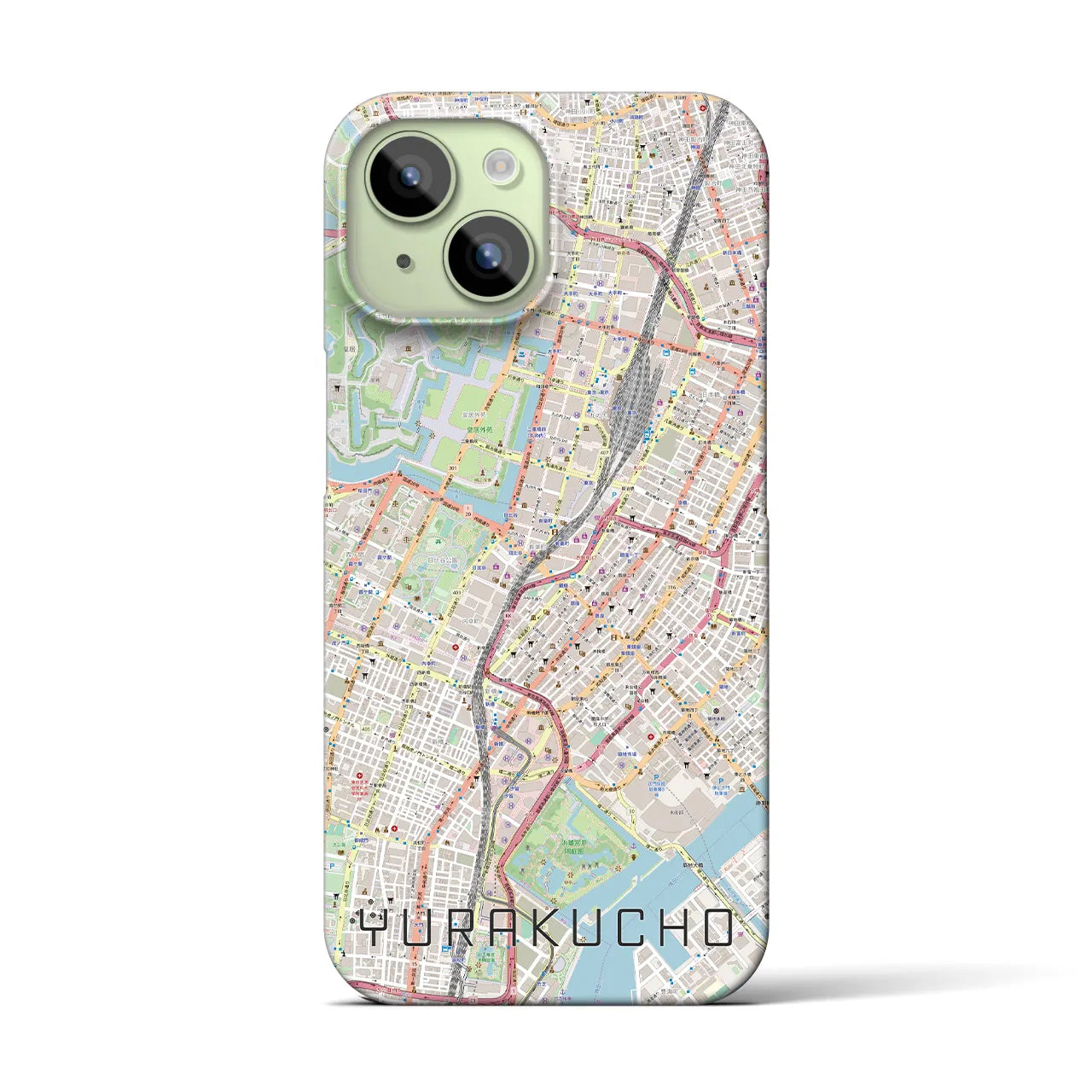 【有楽町】地図柄iPhoneケース（バックカバータイプ・ナチュラル）iPhone 15 用