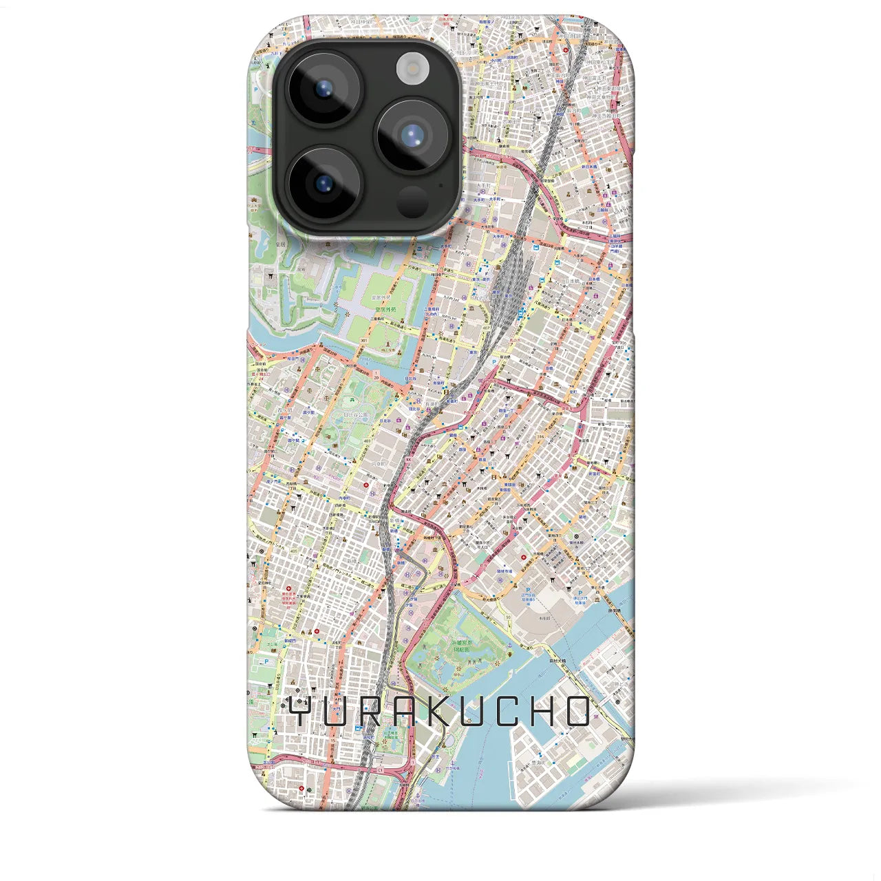 【有楽町】地図柄iPhoneケース（バックカバータイプ・ナチュラル）iPhone 15 Pro Max 用