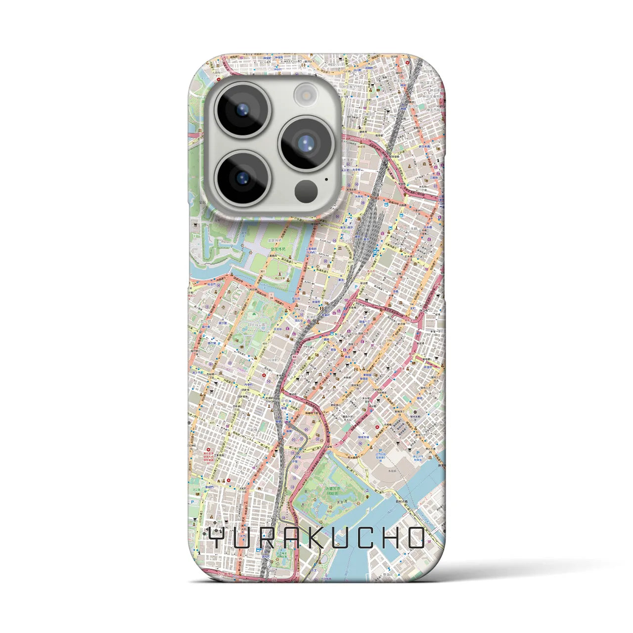 【有楽町】地図柄iPhoneケース（バックカバータイプ・ナチュラル）iPhone 15 Pro 用