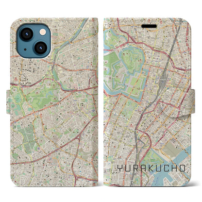 【有楽町（東京都）】地図柄iPhoneケース（手帳タイプ）ナチュラル・iPhone 13 用