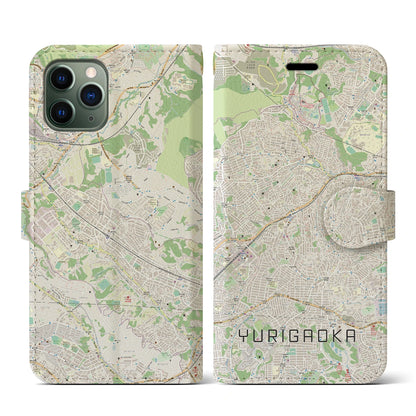 【百合ヶ丘（神奈川県）】地図柄iPhoneケース（手帳タイプ）ナチュラル・iPhone 11 Pro 用