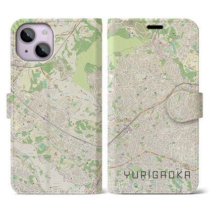 【百合ヶ丘（神奈川県）】地図柄iPhoneケース（手帳タイプ）ナチュラル・iPhone 14 用