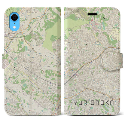 【百合ヶ丘（神奈川県）】地図柄iPhoneケース（手帳タイプ）ナチュラル・iPhone XR 用