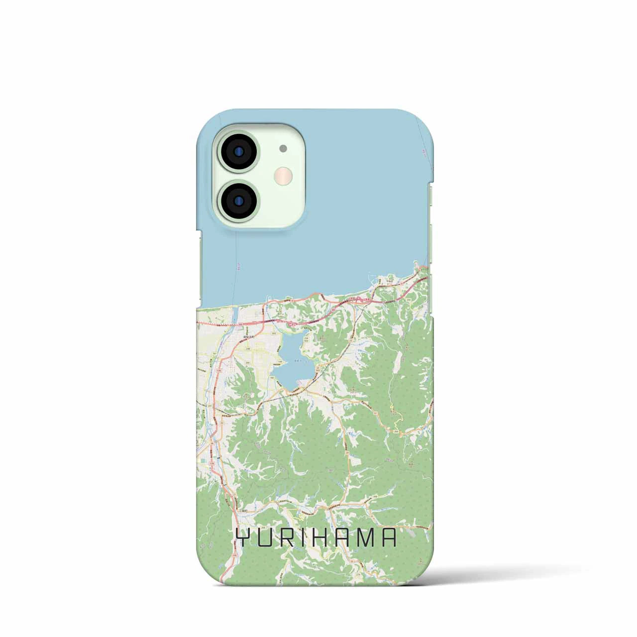 【湯梨浜】地図柄iPhoneケース（バックカバータイプ・ナチュラル）iPhone 12 mini 用