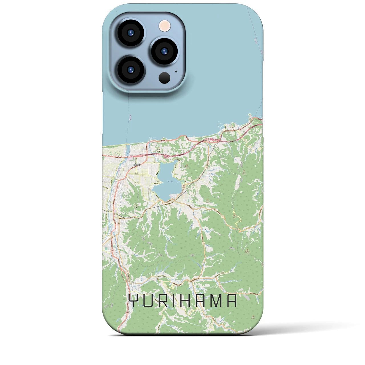 【湯梨浜】地図柄iPhoneケース（バックカバータイプ・ナチュラル）iPhone 13 Pro Max 用