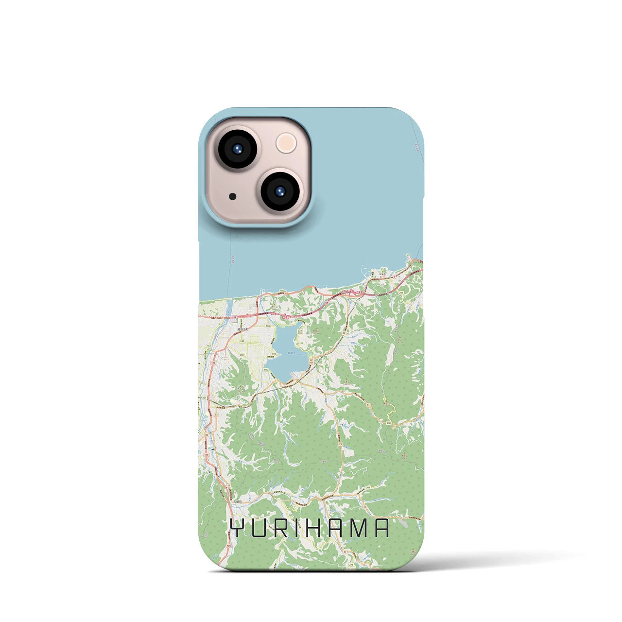 【湯梨浜】地図柄iPhoneケース（バックカバータイプ・ナチュラル）iPhone 13 mini 用