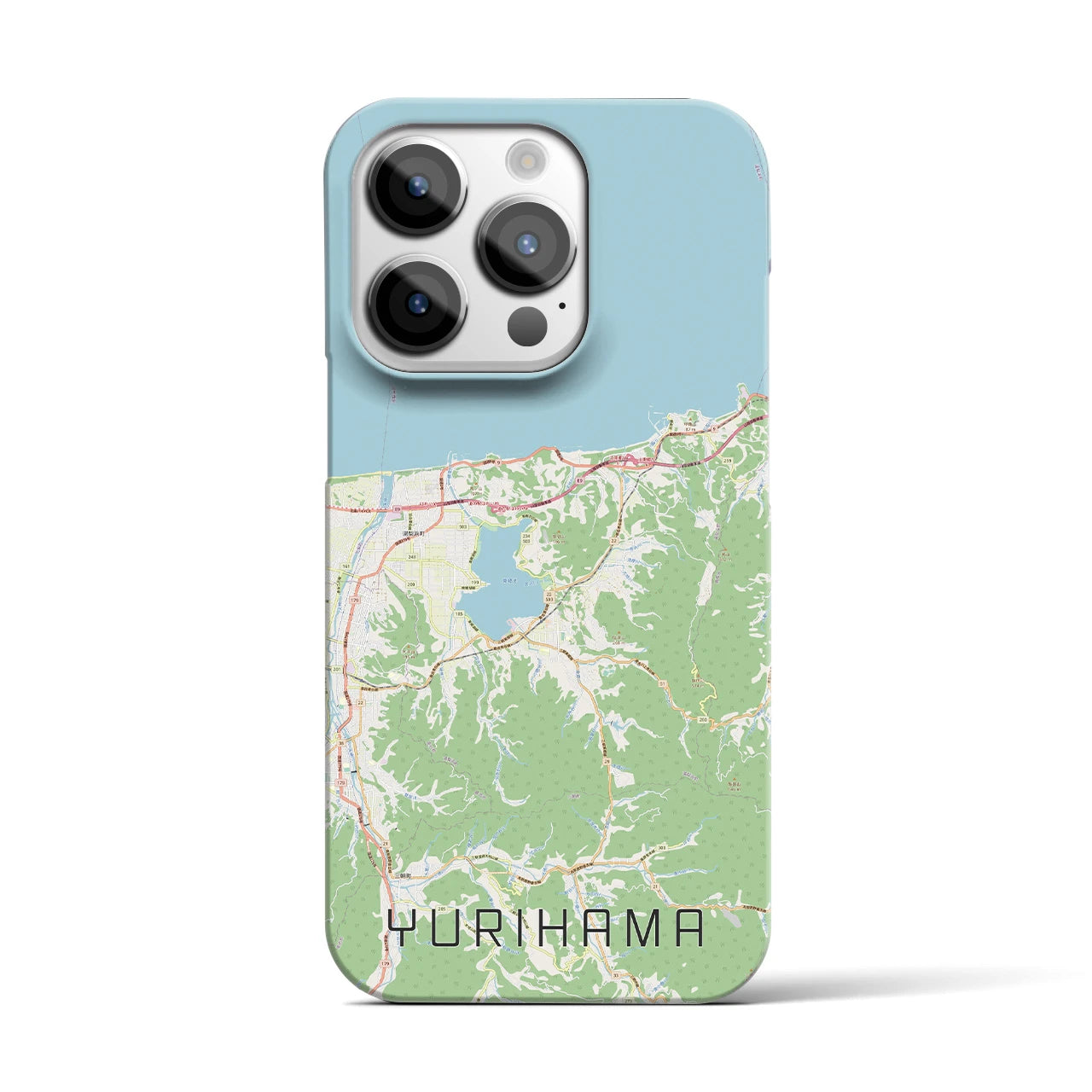 【湯梨浜】地図柄iPhoneケース（バックカバータイプ・ナチュラル）iPhone 14 Pro 用