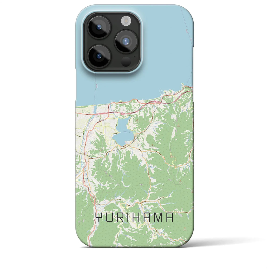 【湯梨浜】地図柄iPhoneケース（バックカバータイプ・ナチュラル）iPhone 15 Pro Max 用