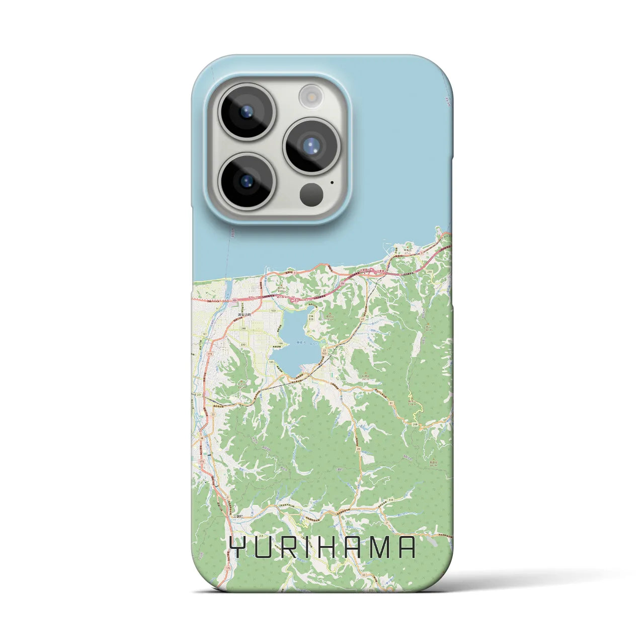 【湯梨浜】地図柄iPhoneケース（バックカバータイプ・ナチュラル）iPhone 15 Pro 用