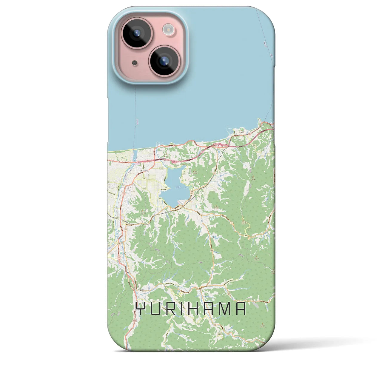 【湯梨浜】地図柄iPhoneケース（バックカバータイプ・ナチュラル）iPhone 15 Plus 用