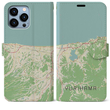 【湯梨浜（鳥取県）】地図柄iPhoneケース（手帳タイプ）ナチュラル・iPhone 13 Pro Max 用
