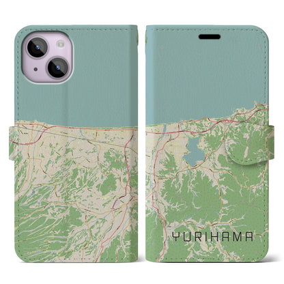 【湯梨浜（鳥取県）】地図柄iPhoneケース（手帳タイプ）ナチュラル・iPhone 14 用
