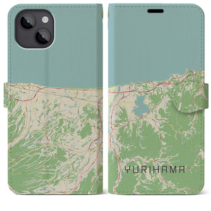 【湯梨浜（鳥取県）】地図柄iPhoneケース（手帳タイプ）ナチュラル・iPhone 14 Plus 用