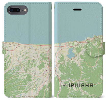 【湯梨浜（鳥取県）】地図柄iPhoneケース（手帳タイプ）ナチュラル・iPhone 8Plus /7Plus / 6sPlus / 6Plus 用