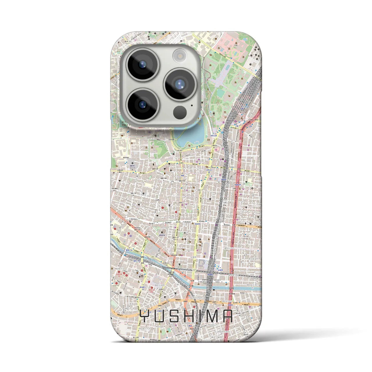 【湯島】地図柄iPhoneケース（バックカバータイプ・ナチュラル）iPhone 15 Pro 用
