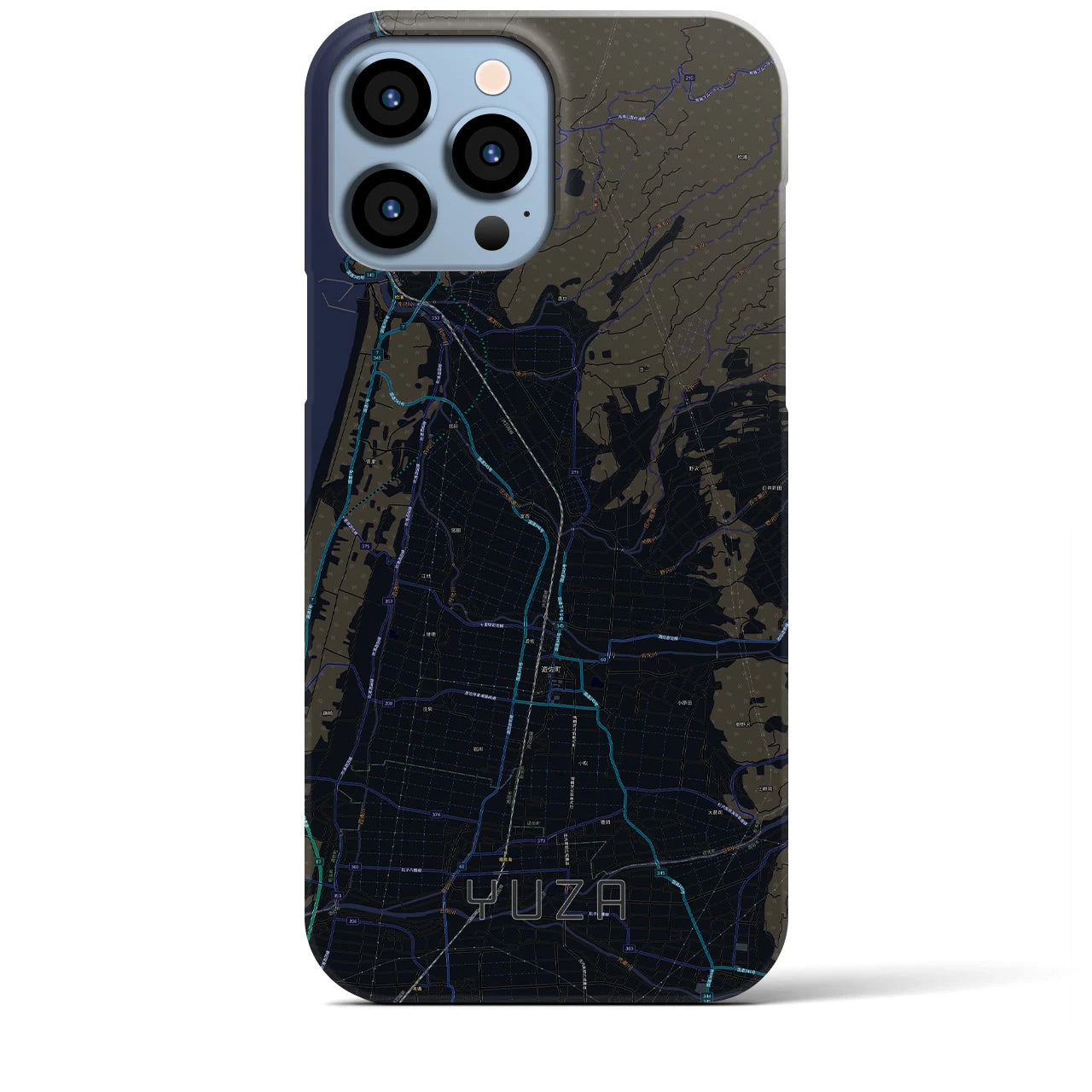 【遊佐】地図柄iPhoneケース（バックカバータイプ・ブラック）iPhone 13 Pro Max 用