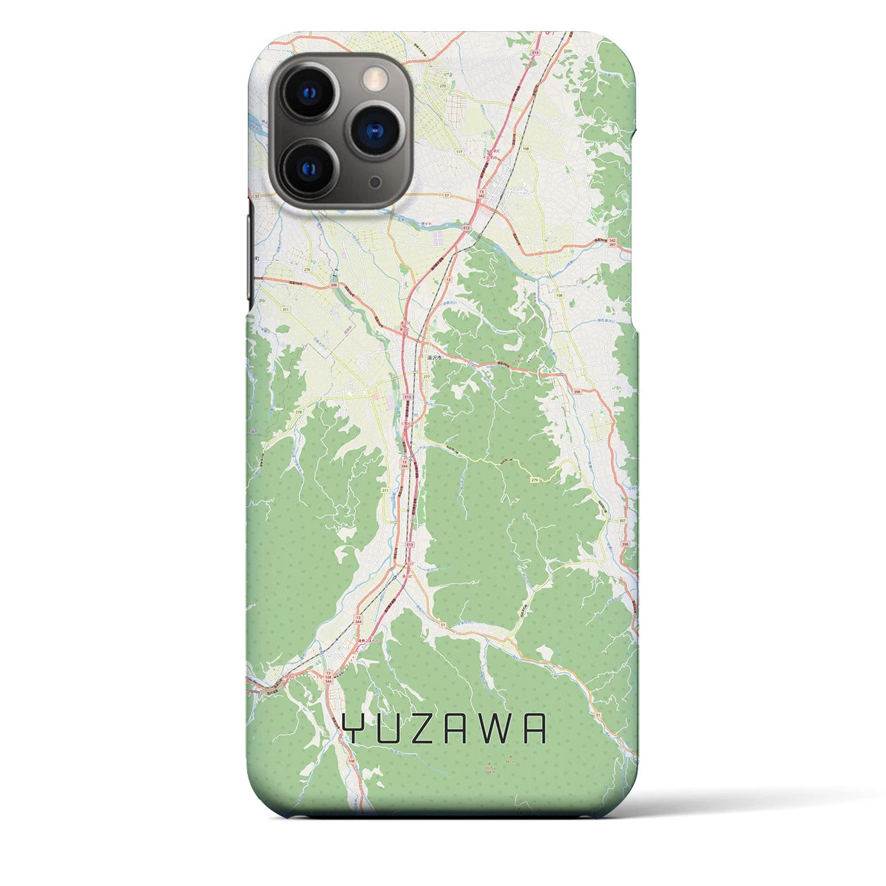 【湯沢】地図柄iPhoneケース（バックカバータイプ・ナチュラル）iPhone 11 Pro Max 用
