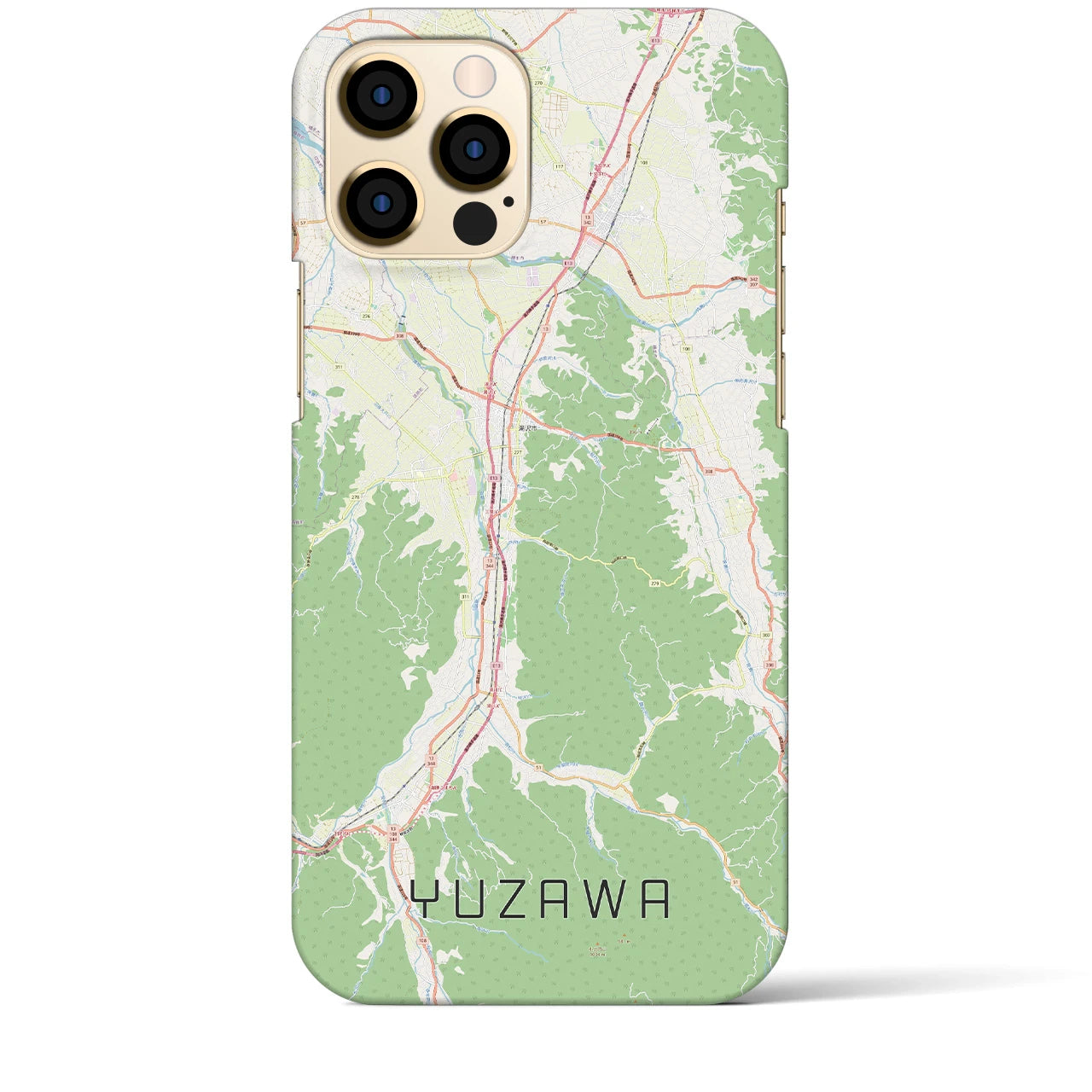 【湯沢】地図柄iPhoneケース（バックカバータイプ・ナチュラル）iPhone 12 Pro Max 用