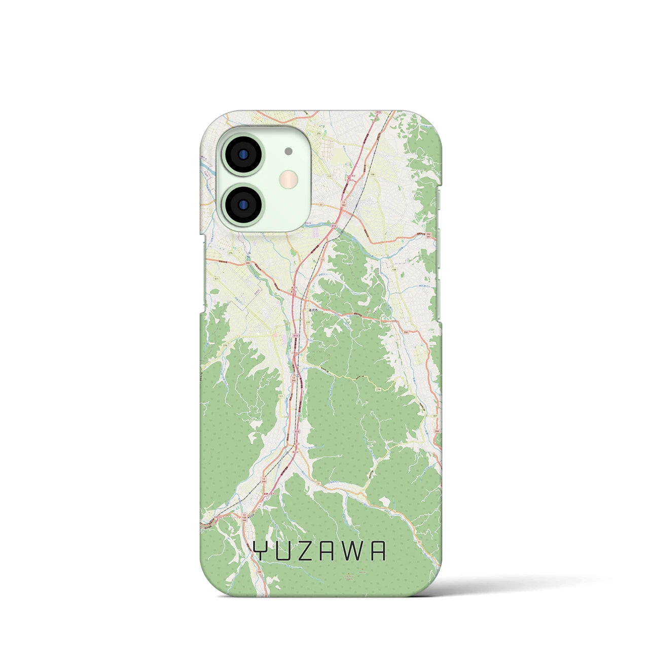 【湯沢】地図柄iPhoneケース（バックカバータイプ・ナチュラル）iPhone 12 mini 用