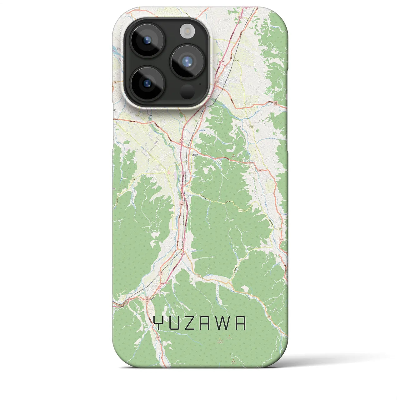 【湯沢】地図柄iPhoneケース（バックカバータイプ・ナチュラル）iPhone 15 Pro Max 用