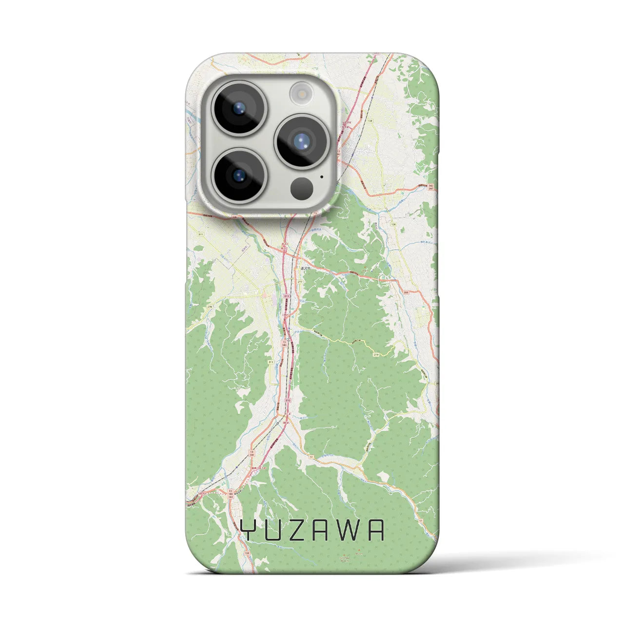 【湯沢】地図柄iPhoneケース（バックカバータイプ・ナチュラル）iPhone 15 Pro 用