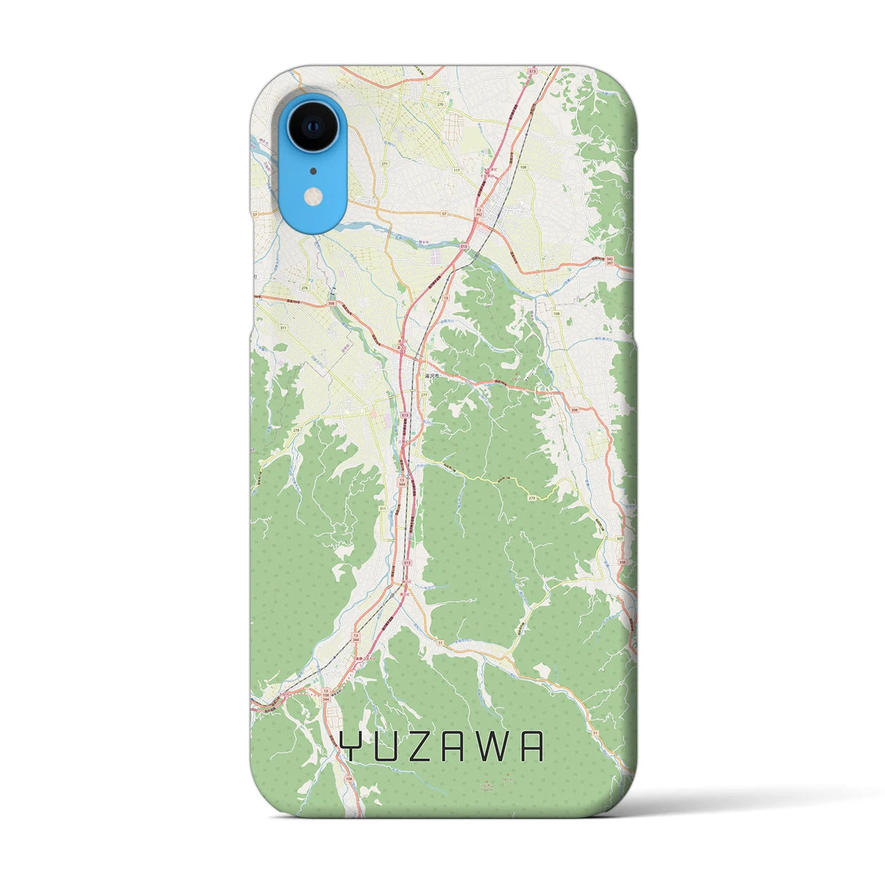 【湯沢】地図柄iPhoneケース（バックカバータイプ・ナチュラル）iPhone XR 用