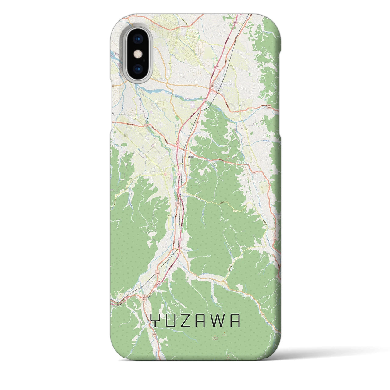 【湯沢】地図柄iPhoneケース（バックカバータイプ・ナチュラル）iPhone XS Max 用